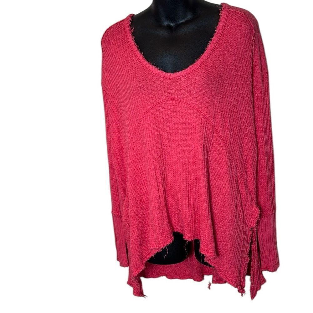 Free people women’s small oversized waffle ribbed gray long sleeve Lagenlook